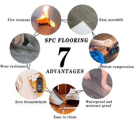 Carreaux de revêtement de sol en plastique de 6 mm anti rayures pour les solutions de revêtement de sol en vinyle pour hôpitaux