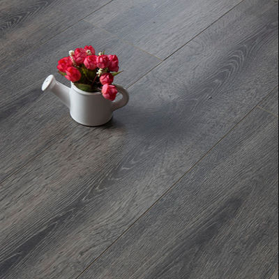 Angle droit 12 mm Ac3 ac4 Gris Coût personnalisable Carreaux de bois de vinyle Planche de plancher Laminé plancher