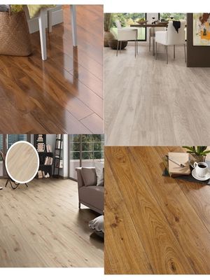 Densité de capacité durable 12 mm plancher stratifié en grains de bois avec motif de harengbone