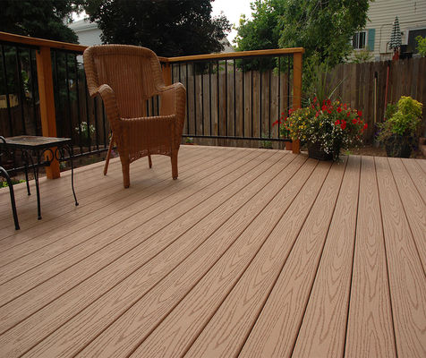 Plancher composite bois-plastique pour planches de terrasses résistantes aux UV et à l'eau en gris argenté