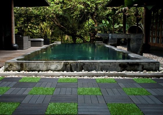 Taille 300x300x22/25 mm Carreaux de terrasse entrelacés avec plancher composite bois-plastique
