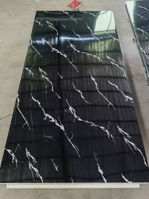 Panneau mural en PVC hautement brillant imperméable à l'eau Finition en marbre UV en pierre artificielle pour le ménage